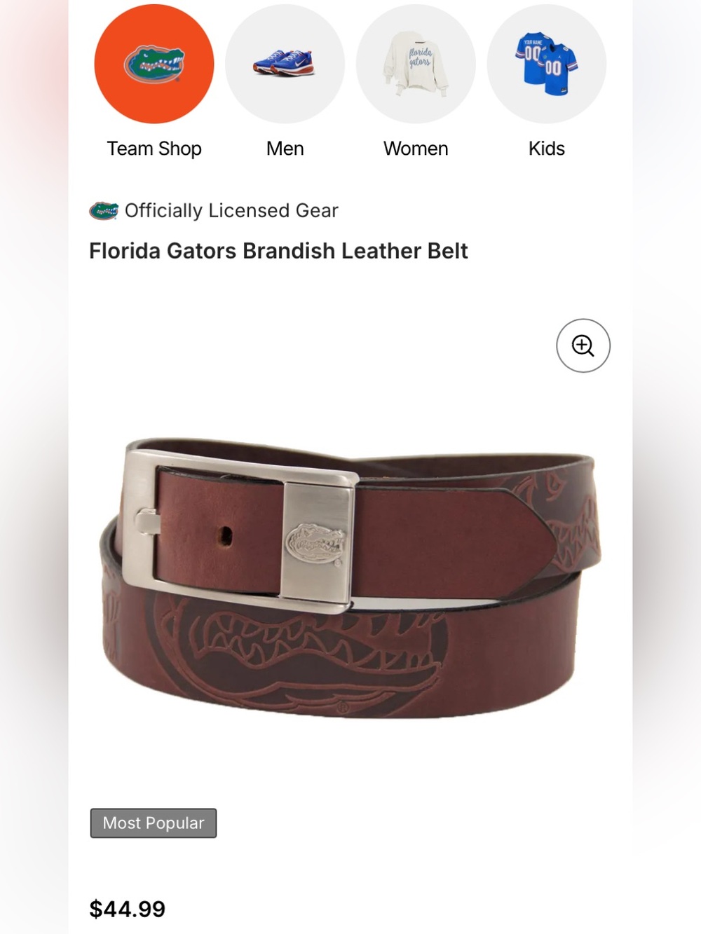Eagles Wings Florida Gators Brandish Leather Belt Brown Waist 34 NWT